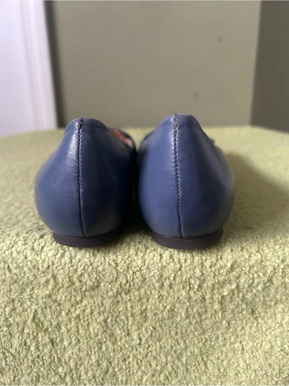 Tory Burch Blue Quilted Detail Leather Flats Loafers Sz 6
